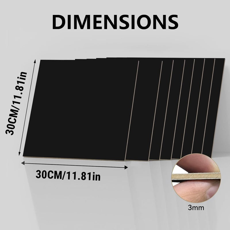 Creatorally 8 Pack Pre-Painted Colored Plywood Sheets,12x12x1/8 Inch (3mm) Basswood,Ideal for Laser Cutting, Engraving, DIY Crafts, Ornaments, Models Making (Black) - Image 2